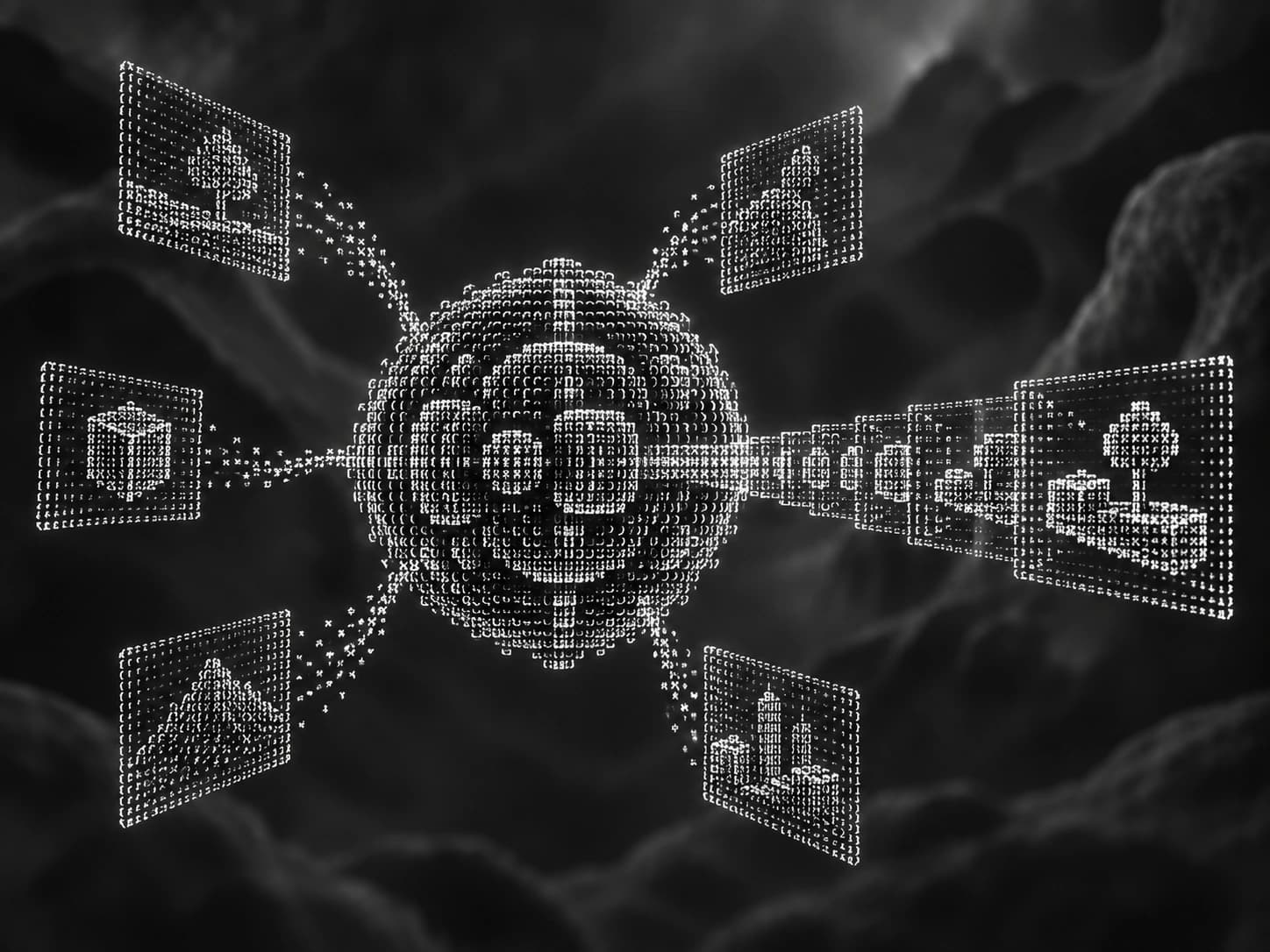 LVL-1 neural core and spatial knowledge pathways rendered in luminous ASCII geometry